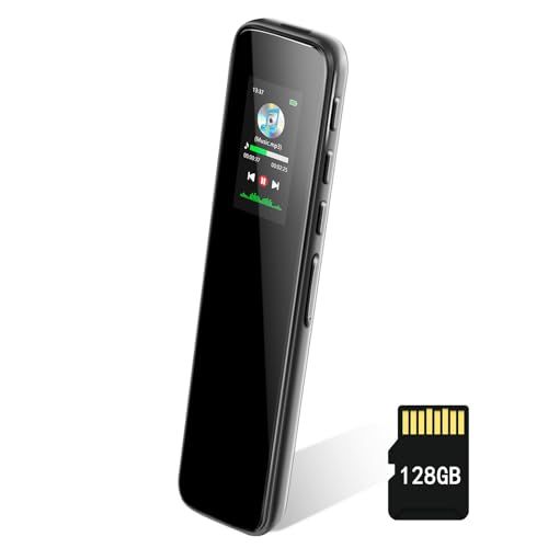 ボイスレコーダー小型 ICレコーダー 長時間録音 4+128GB大容量 1536kbps音質超長時間連続使用 コンパクト 録音機 ワンボタン録音 MP3プレーヤー機能 会話録音/インタビュー/会議/言語学習などに適用 AOR録音対応 タイマー c9fcb6a4