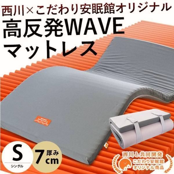 【送料無料】マットレス シングル 高反発 西川 厚み7cm ウェーブ構造 150N WAVEMAT 1枚もの 高反発マットレス 敷布団 圧縮
