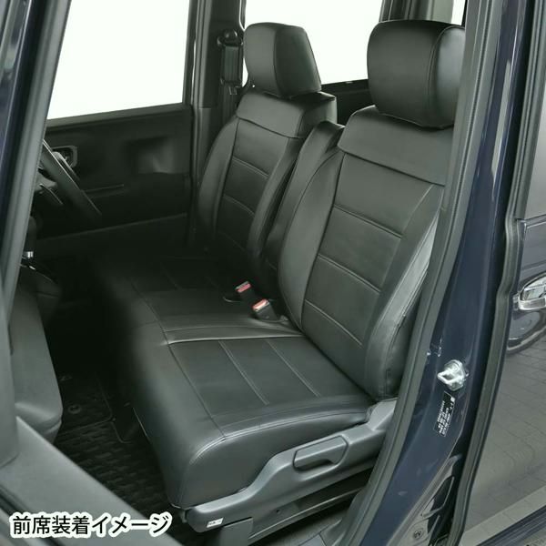 【送料無料】ホンダ JF5 JF6 N-BOX NBOX カスタム 専用 シートカバー ベンチシート車 2023.10- 軽自動車 車1台分セット ソフトレザーR 合成皮革 ブラック 黒 M4-91 4477-97BK