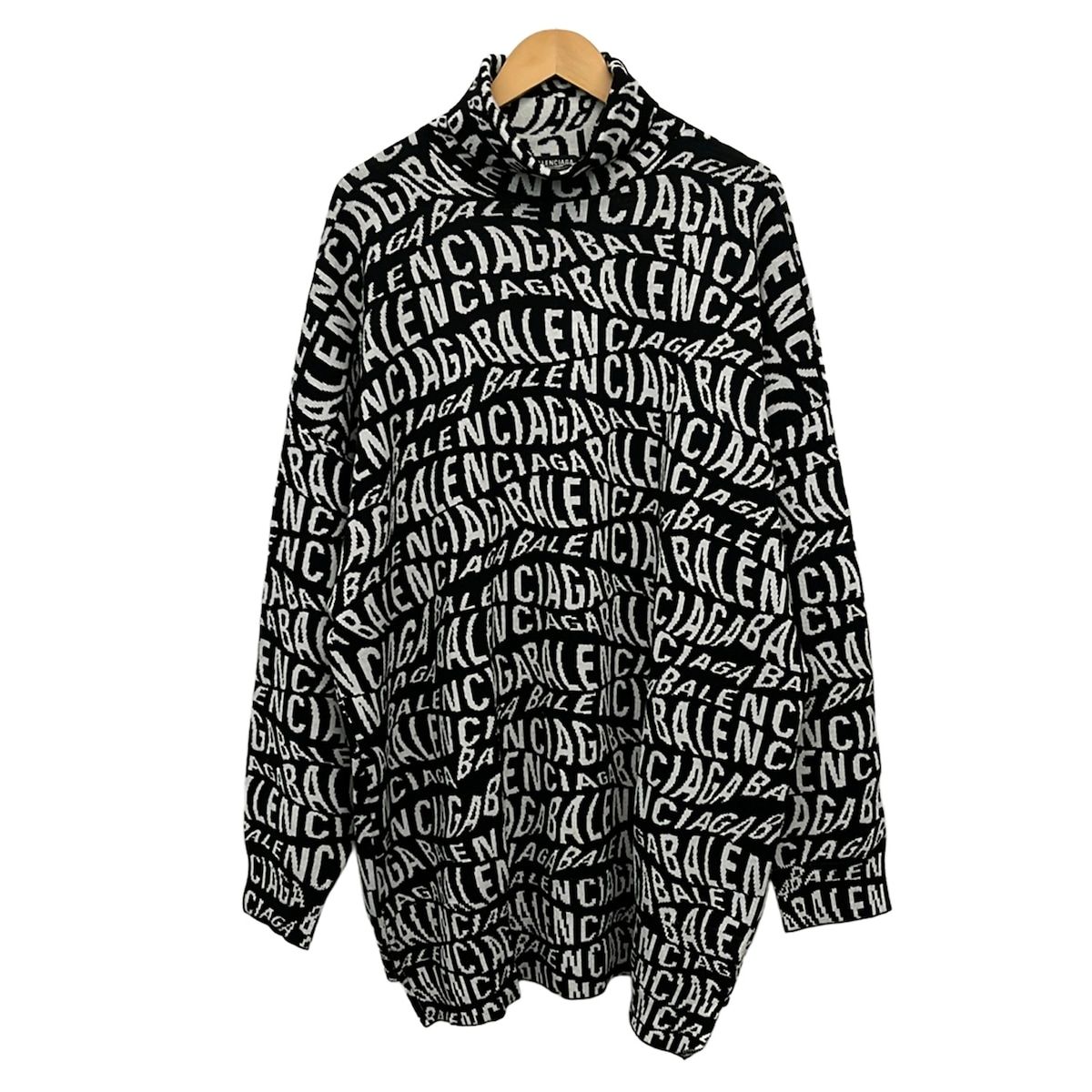BALENCIAGA(バレンシアガ) 長袖セーター サイズL メンズ美品 - 583151 T1535 黒×白 タートルネック