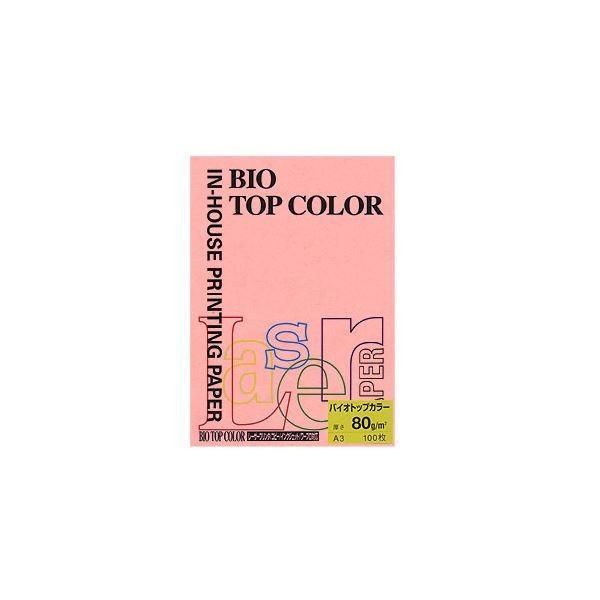 （まとめ） 伊東屋 バイオトップカラー A3判 100枚入 80g／m2 BT204 ピンク 〔×2セット〕