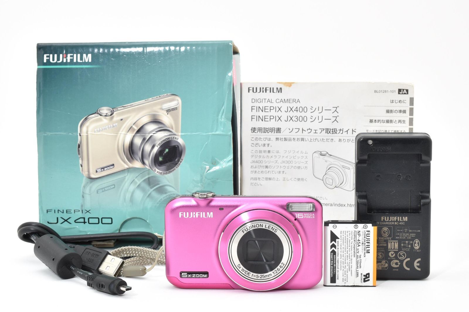 ■ ほぼ新品 ■ フジフイルム　FUJIFILM FINEPIX JX400 ピンク 《動作確認済・付属品多数》 コンパクト デジタル カメラ #A1165