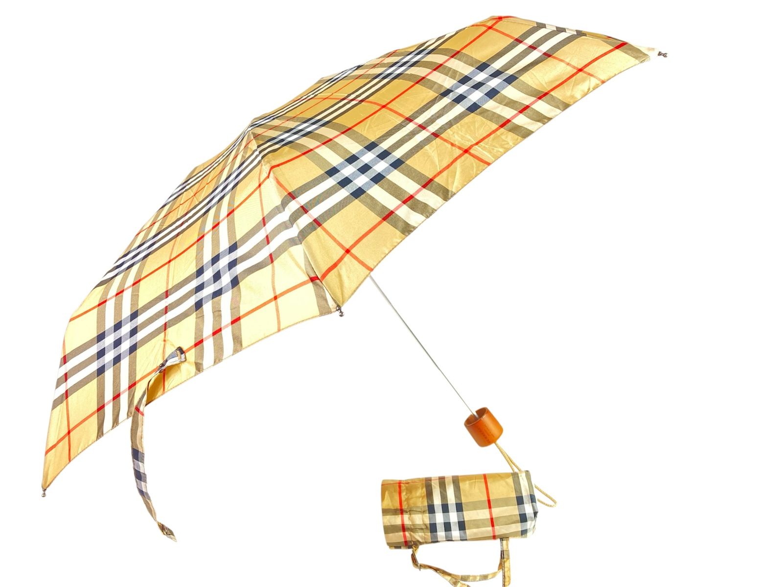 バーバリー　 BURBERRY 　折りたたみ傘　雨傘　ノバチェック　ベージュ系　237ｇ　親骨の長さ：49cm　送料無料