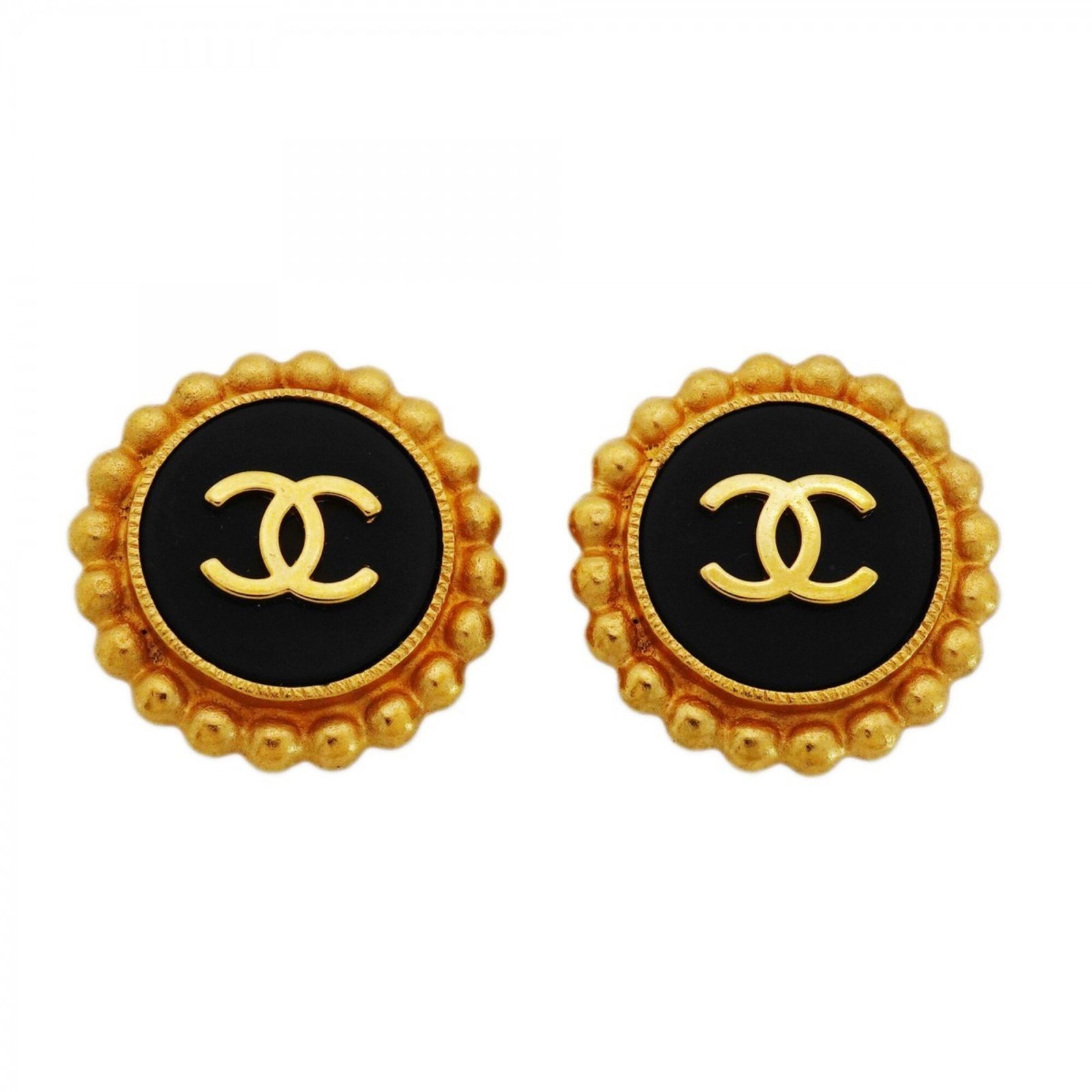 シャネル(Chanel) シャネル イヤリング ココマーク GPメッキ ゴールド ブラックレディース