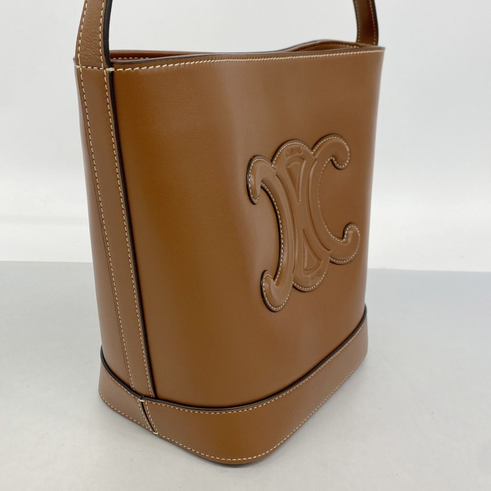 CÉLINE ブラウン レザー ショルダーバッグラージバケツ