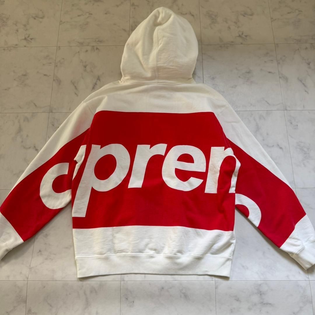 Supreme Big Logo パーカー 白赤 ホワイトレッド L
