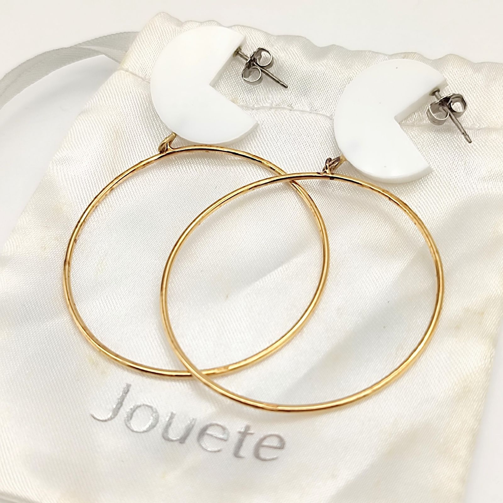 【美品】Jouete　ジュエッテ　フープデザインピアス　ゴールドカラー　4.5g　ラージサイズ