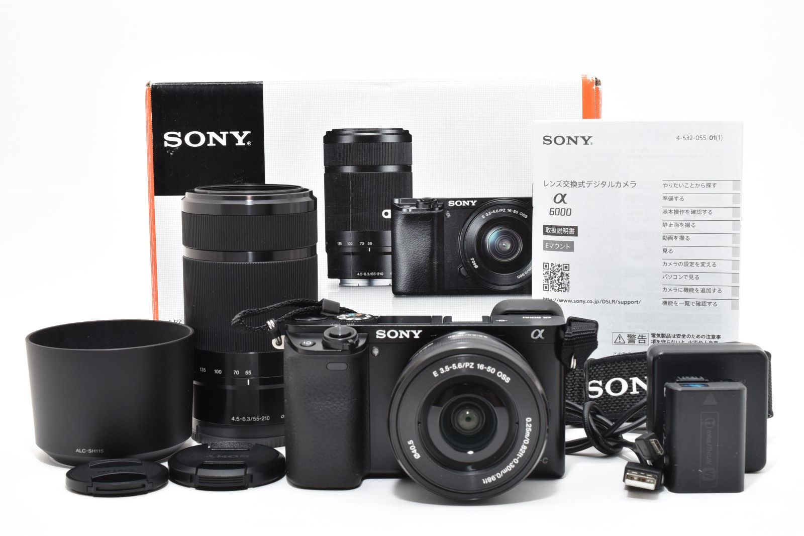 ■ 特上美品 ■ ソニー　SONY α6000 ブラック ＋ E4.5-6.3 55-210mm E3.5-5.6 16-50mm 《S数極小》 ダブルズームレンズキット #A1170