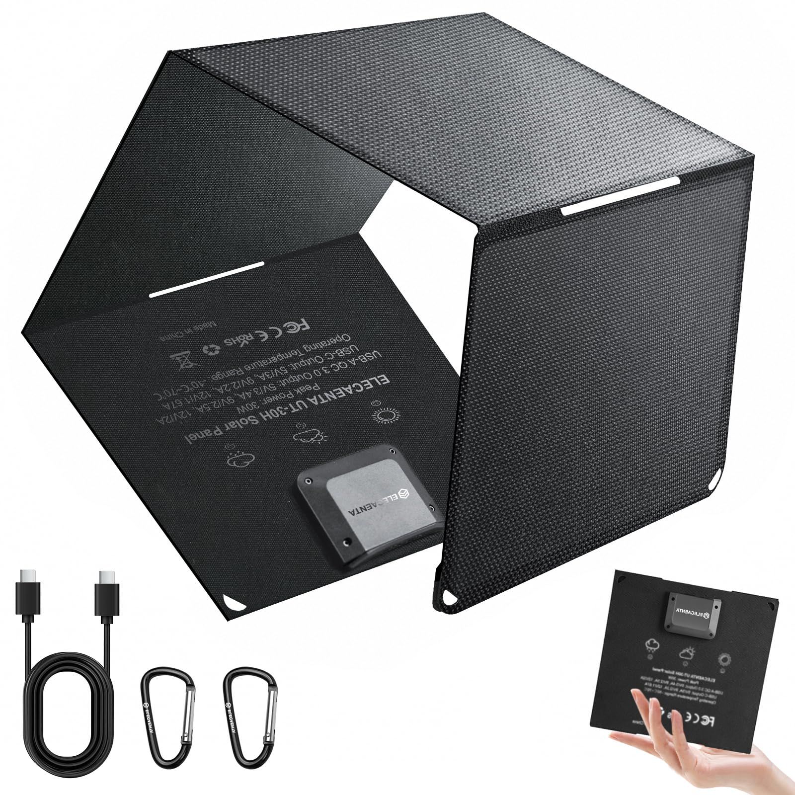 【新品】30W ソーラーパネル 変換効率25.4% 次世代HPBCセル PD18W/QC3.0急速充電 ETFE IP68防水 薄型 超軽量0.5KG 折りたたみ式 逆流防止 オートリトライト ソーラー充電器 スマホ充電器 キャンプ/防災/登 f4496016