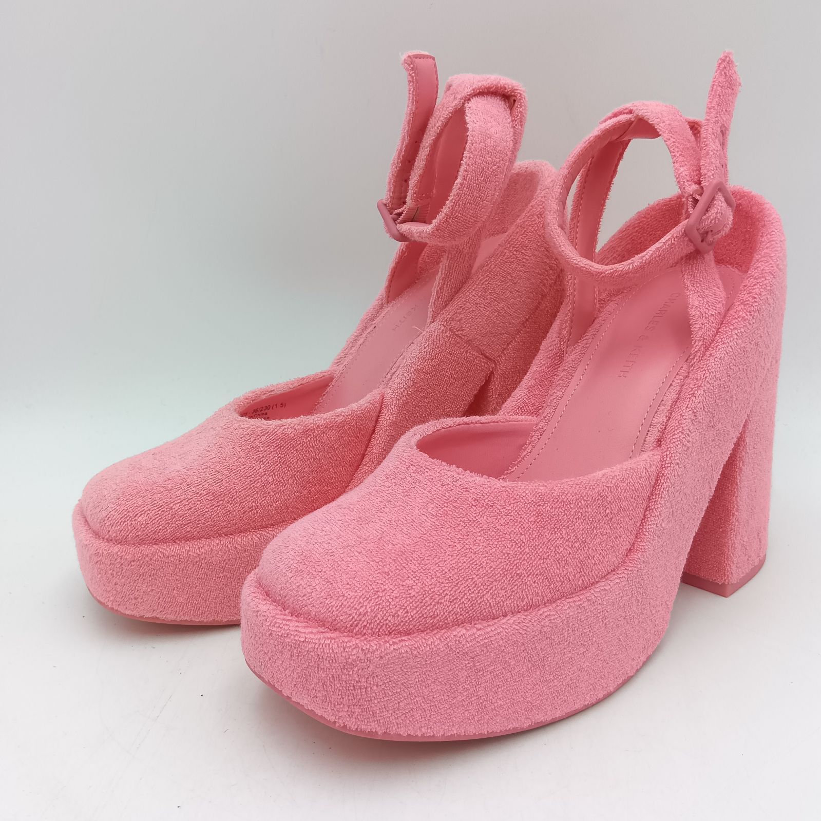 CHARLES & KEITH チャールズ&キース Loey ローイー アンクルストラップ プラットフォームパンプス レディース 36 ピンク D-12-1 6,300円