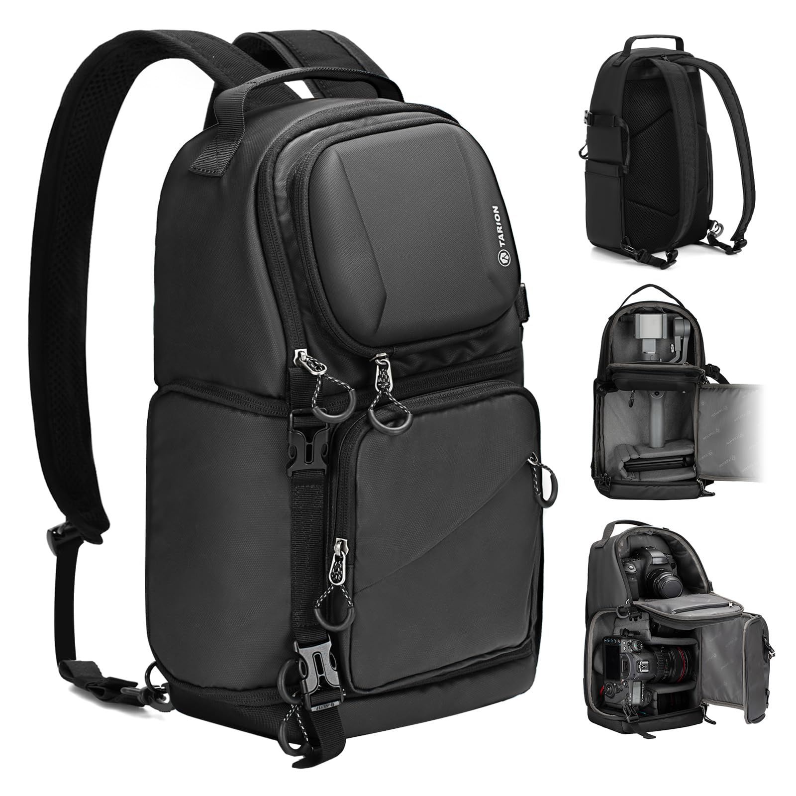 新品 [TARION] 耐衝撃 カメラバッグ スリング 9L- 2気室 仕切り調整可 - 180°大開口デザイン - トップ＆サイドアクセス 撥水加工 一眼レフカメラ、ドローンなど収納用 TRS