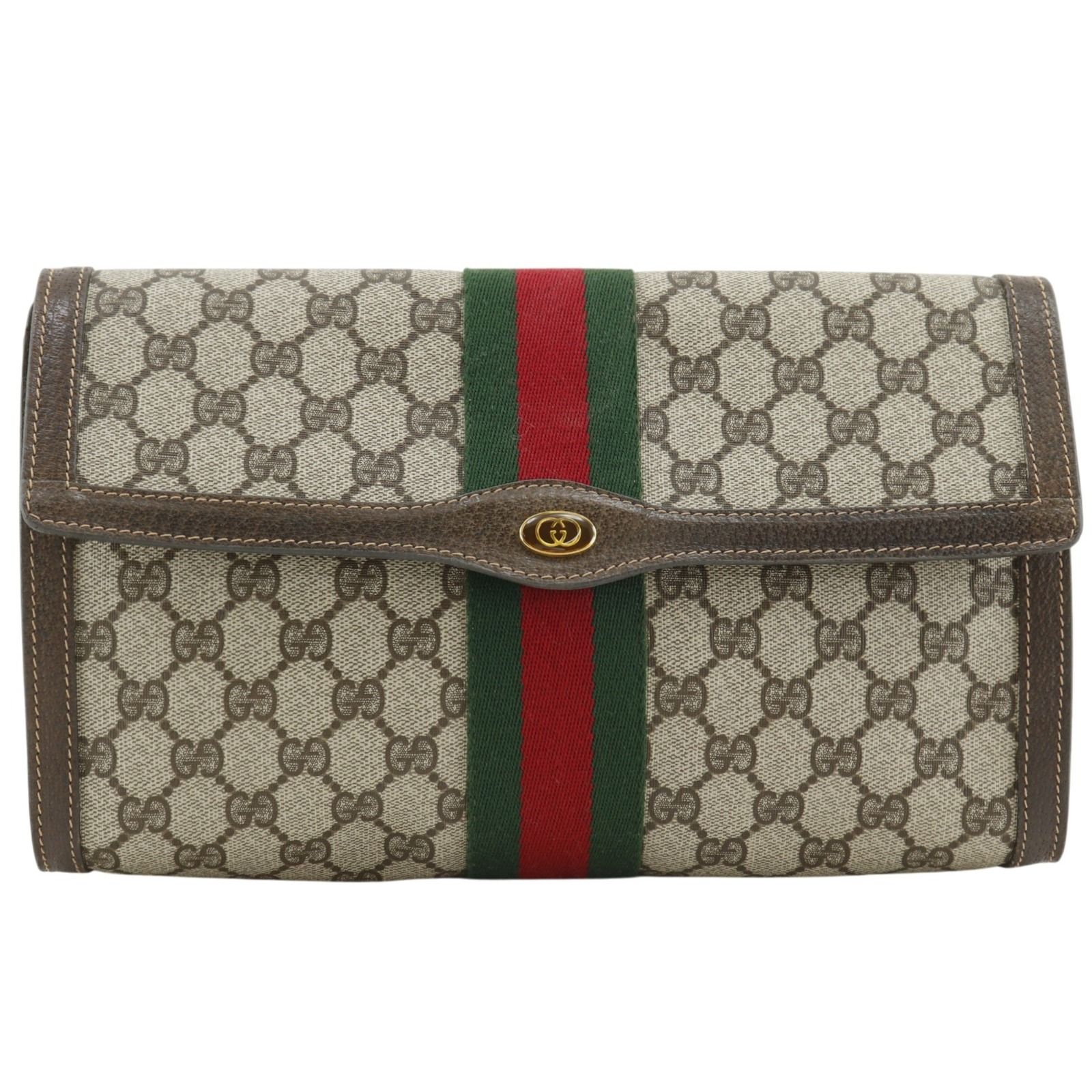 【GUCCI】グッチ オールドグッチ シェリーライン 41.014.3087.30 GGスプリームキャンバス 茶 ユニセックス クラッチバッグ