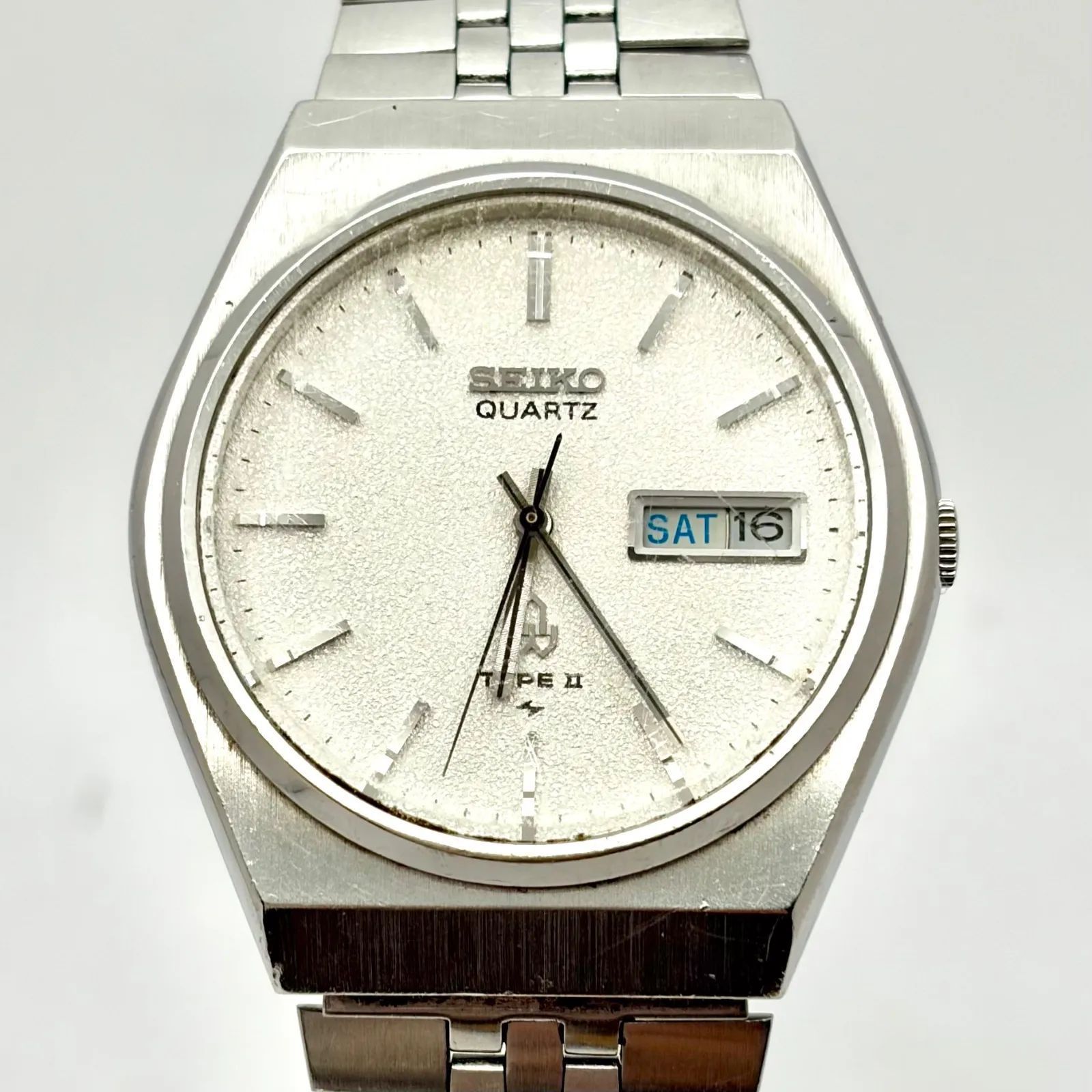 【稼働】SEIKO TYPEII メンズ 腕時計 新品電池 ローマン シルバー 新品電池】SEIKO セイコー TYPEⅡ タイプ2 メンズ 腕時計 シルバー