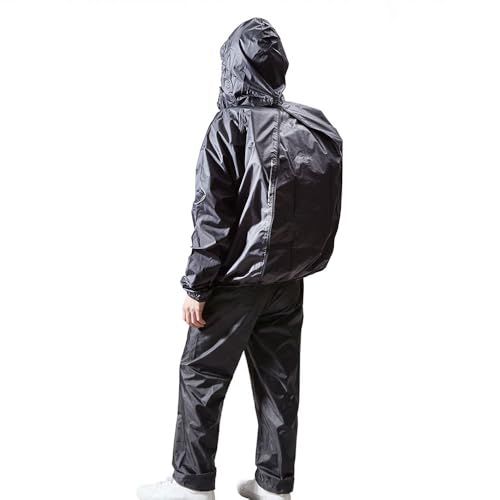 [THE ROOTS] レインスーツ リュック対応 上下セット リュックインレインスーツ メンズ 収納袋付き 梅雨 通勤 通学 自転車 レインウェア カッパ 雨合羽 雨具 透湿防水生地 カッパ シンプル アウトドア 自転車運転/ 8ee7c725