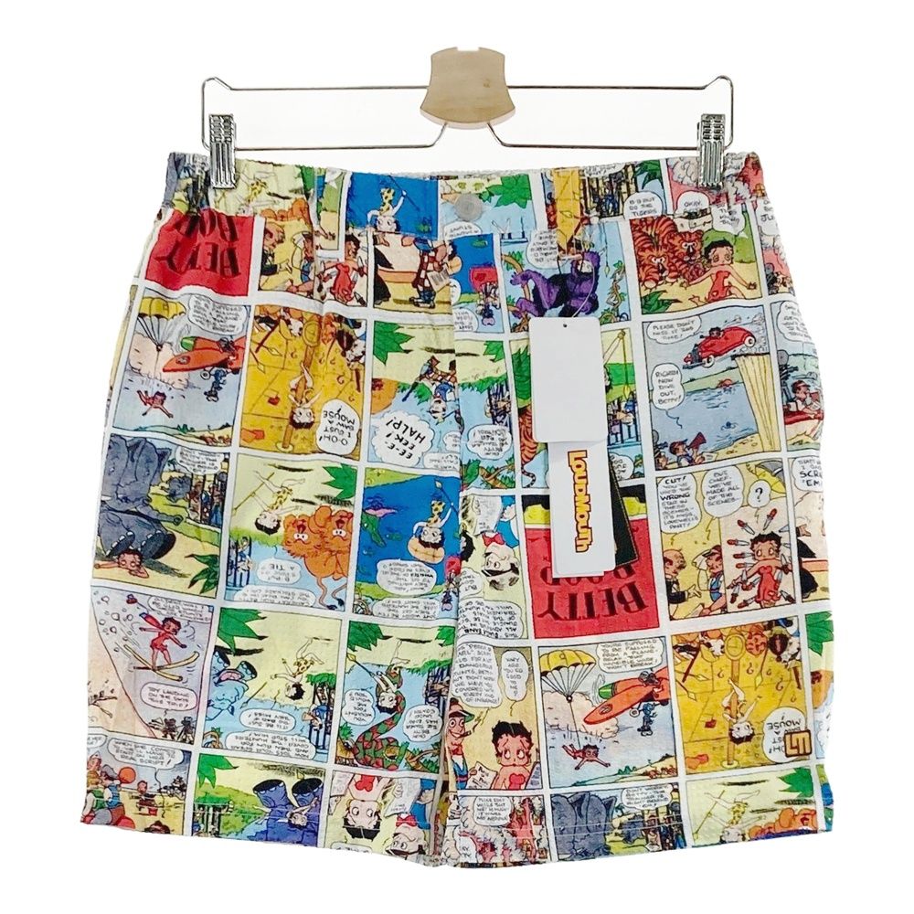 サイズ：M LOUD MOUTH ラウドマウス ×Betty Boop 2026年モデル ハーフパンツ サッカー地 ベティーズコミック 総柄 ホワイト系 [240101687233] ゴルフウェア メンズ ストスト