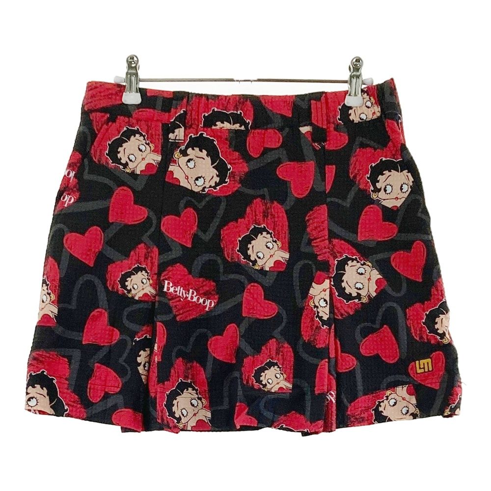 サイズ：M LOUD MOUTH ラウドマウス ×Betty Boop 2026年モデル インナー付スカート サッカー地 スクリブルハーツベティー 総柄 ブラック系 [240101687251] ゴルフウェア レディース ストスト