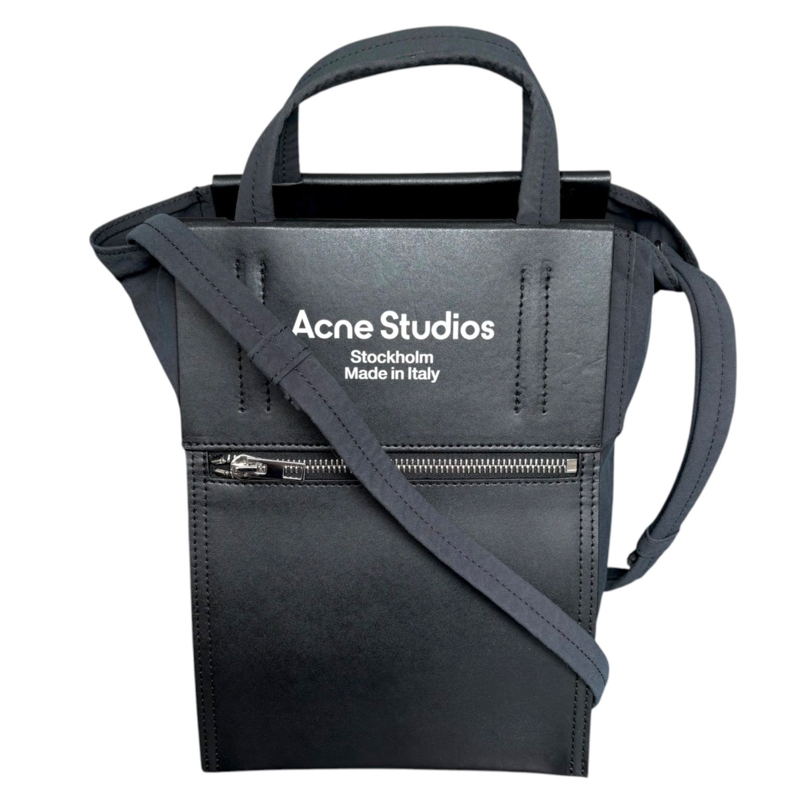 アクネ ストゥディオズ ACNE studios 2way ショルダーバッグ トートバッグ ペイパリー レザー ナイロン ロゴ ブラック 黒