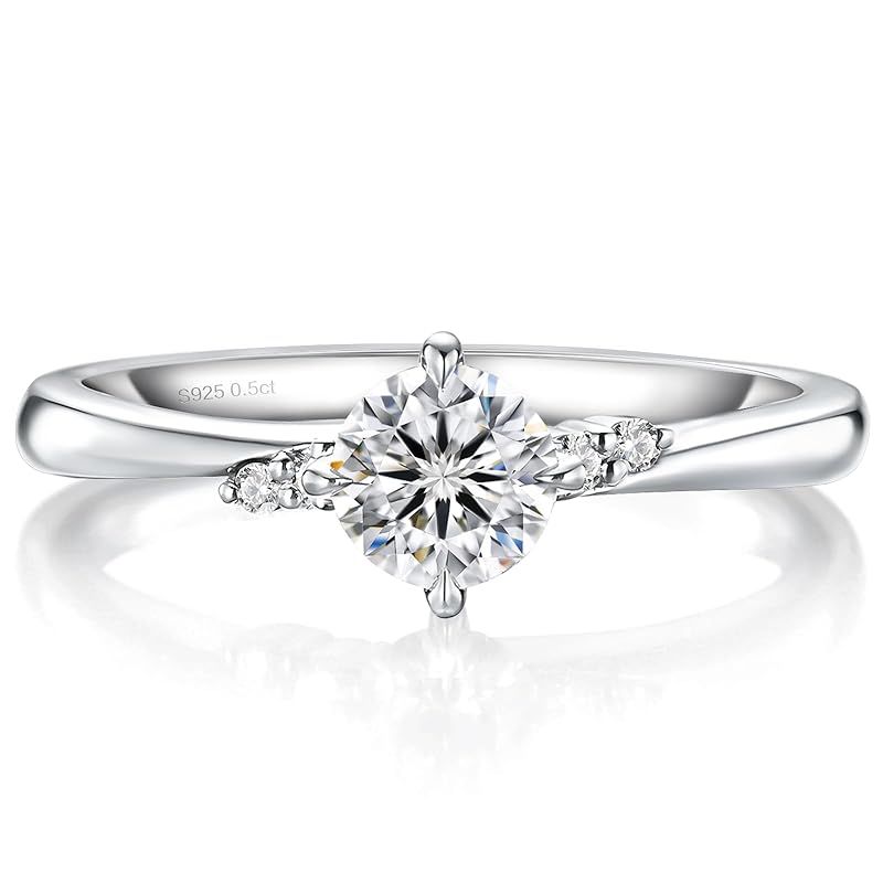 [KRKCLIFE] モアサナイト リング 指輪 レディース ギフト 0.3ct/0.5ct シルバー925 金属アレルギー対応 上品 ご褒美リング ギフト対応(11-星空-0.5ct)