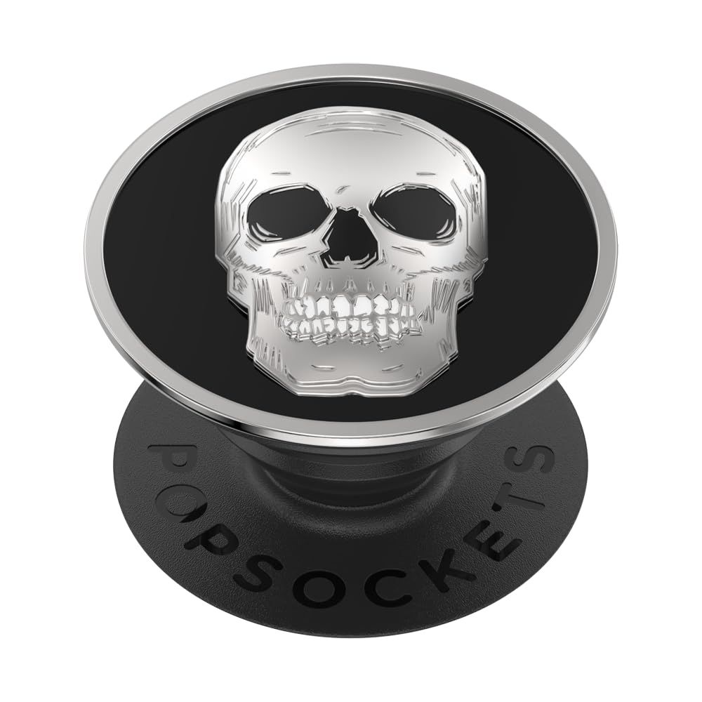 新品 PopSockets Japan - ポップソケッツ ジャパン PopGrip ハード スカル シルバー エナメル ポップグリップ Enamel Cranium スマホグリップ&スタンド