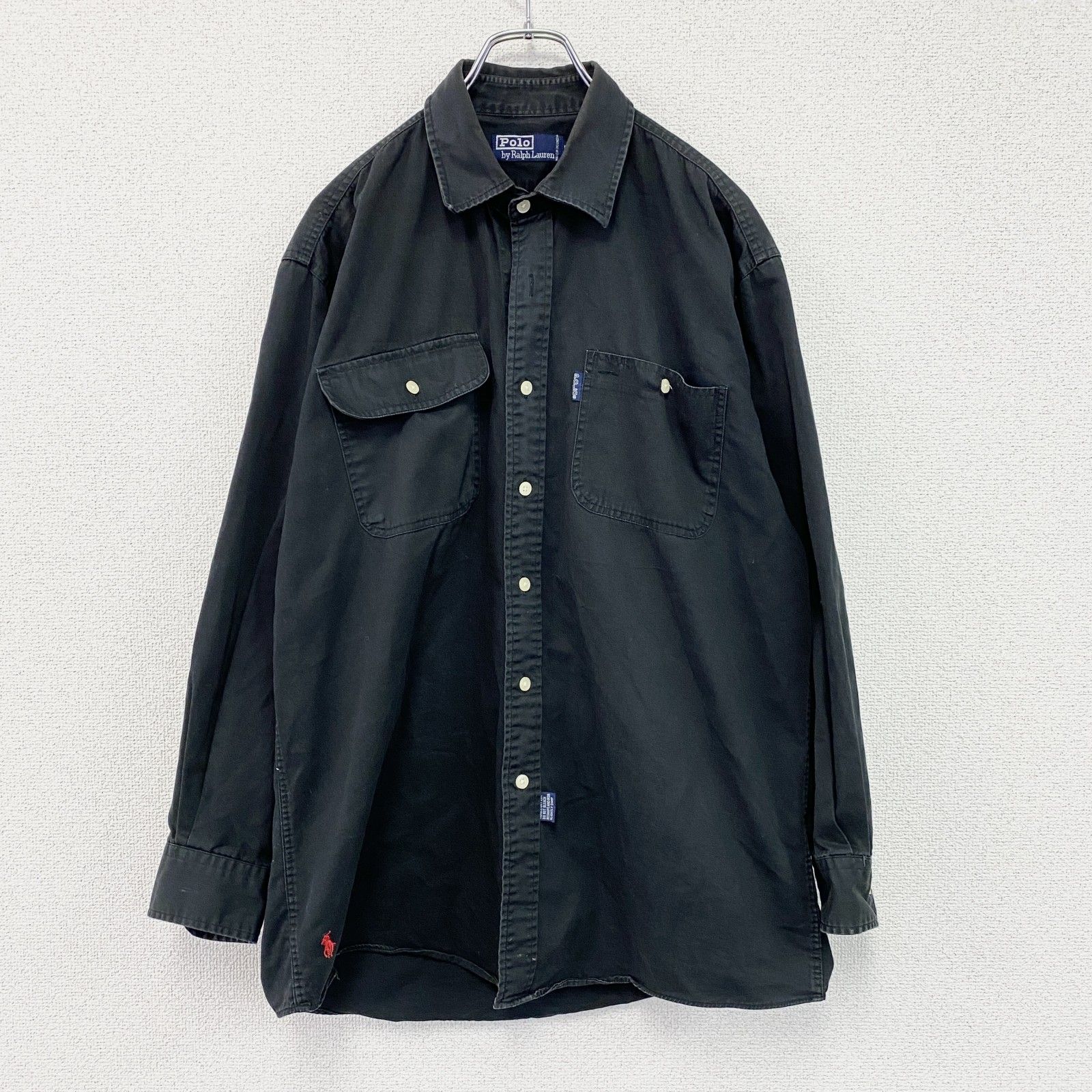 Polo by Ralph Lauren　ポロバイラルフローレン　長袖シャツ　黒　ブラック　Mサイズ　古着
