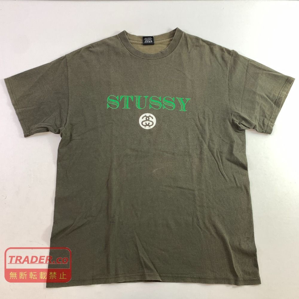 04w6851▽※【中古】ステューシー STUSSY オールドステューシー SSリンク 半袖Tシャツ カーキグリーン Lサイズ【八王子店】