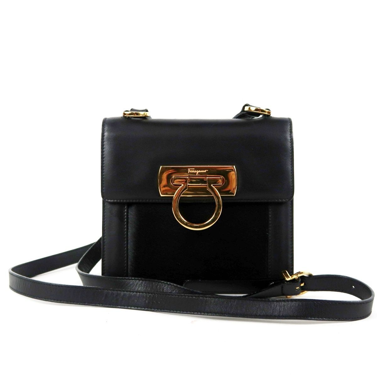 美品】Ferragamo フェラガモ ガンチーニ ハラコ イタリア製 ショルダー 