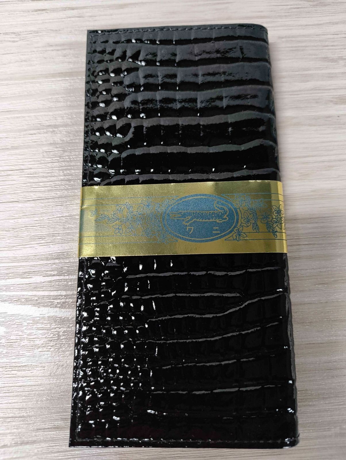 【新品・木箱付】本ワニ革 長財布 高級束入 シャイニング クロコダイル ブラック 9,856円