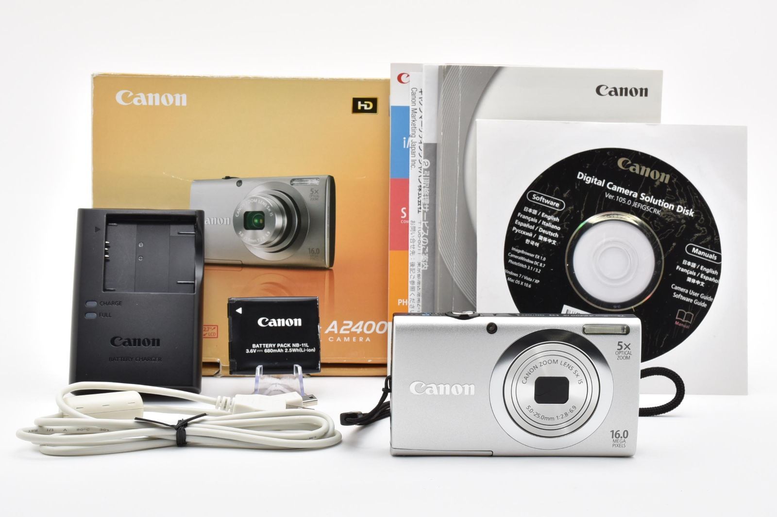 □ ほぼ新品 □ キヤノン Canon PowerShot A2400 IS シルバー PC1731