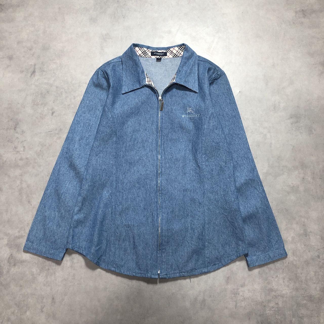 バーバリーロンドン デニムジャケット インディゴ ノバチェック ベルト WH196○BURBERRY LONDON：デニムジップジャケット ○Ⅿ○ インディゴ