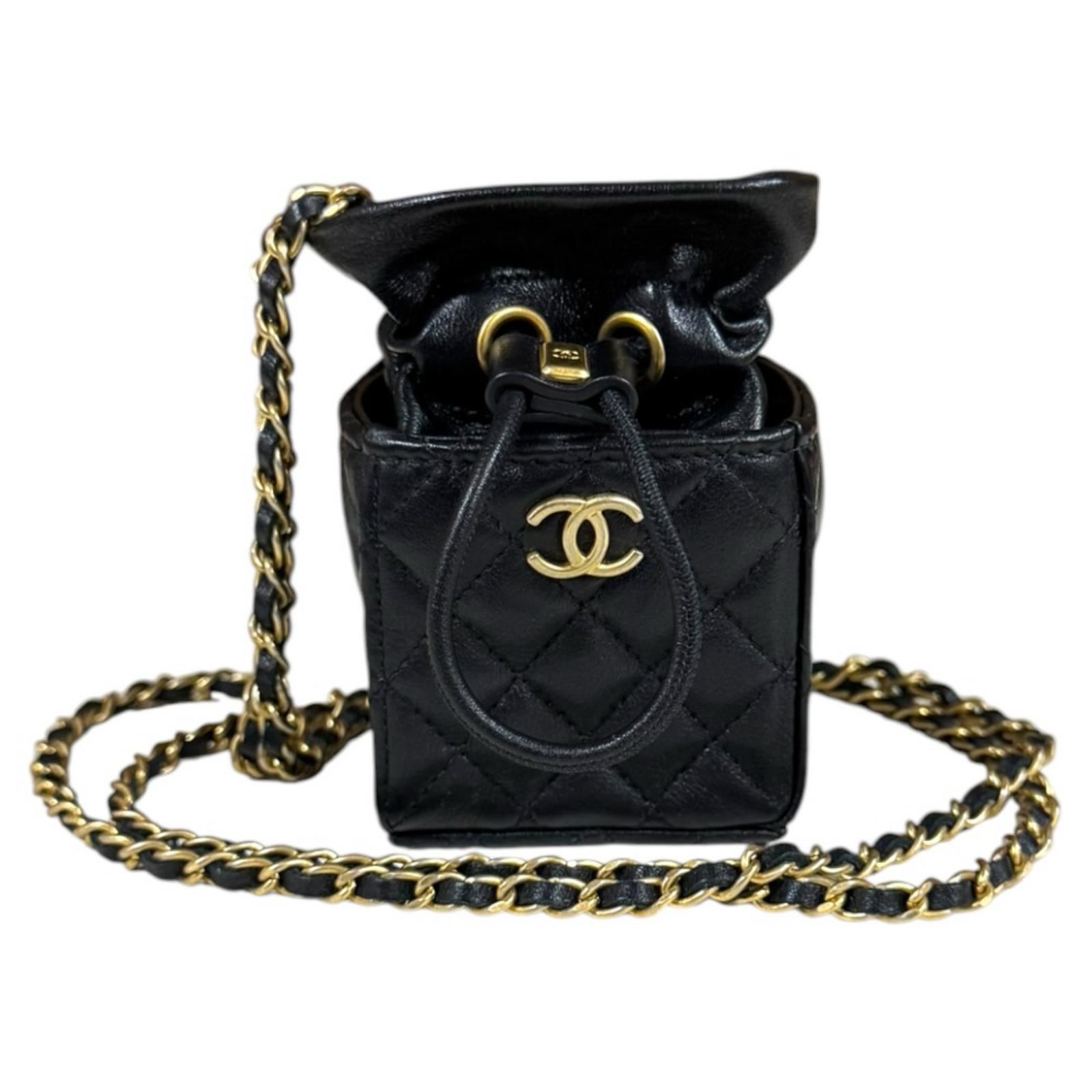 シャネル ミニショルダー バッグ マトラッセ ショルダーバッグ ラムスキン ブラック レディース CHANEL 中古 シャネル