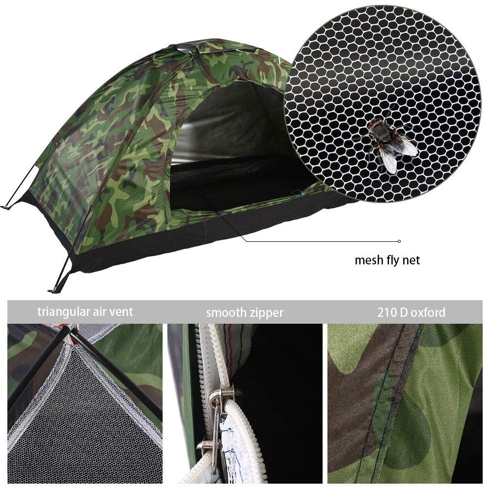 新品 テント 小型テント 一人用テント 自立式 軽量 設営簡単 迷彩柄
