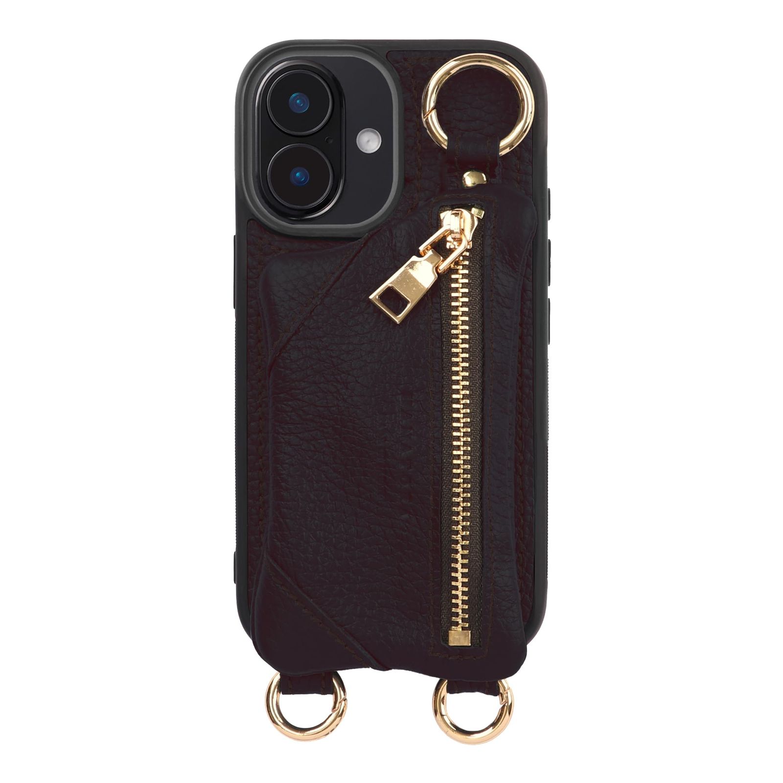 新品 HANATORA for iPhone 16 ケース ショルダー 本革 日本製 耐衝撃 スマホケース スマホ ショルダーストラップ 付き ファスナー スマホショルダー カバー カード 収納 小銭入れ オーバジーン BPCJP-16-Aubergine