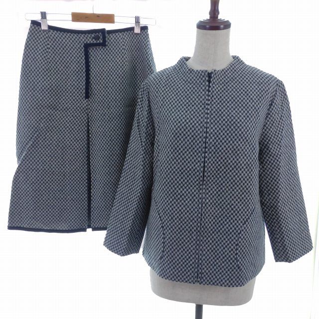 ハナエモリ HANAE MORI セットアップ 上下 ジャケット ノーカラー 長袖 