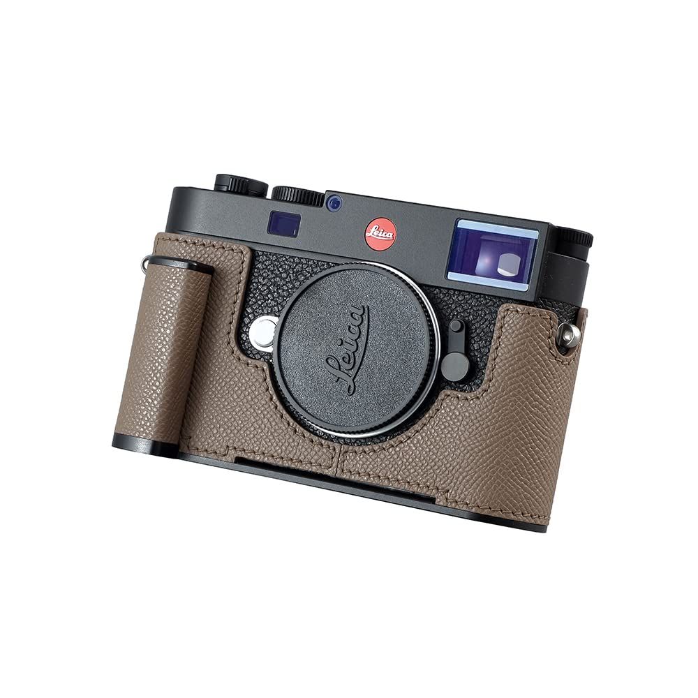 新品 SIUTATDSH カメラハーフケース Leica M11/M11-P/M EV1用 ヴィンテージメタル本革カメラ保護ケース スタイリッシュ ポータブル 耐衝撃 (グレー)