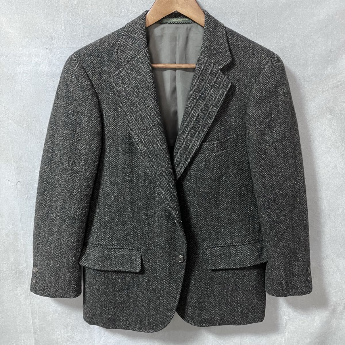 harris tweed × Cable Car Clothiers 別注 ハリスツイード 高級紳士服店 ウール ヘリンボーン テーラードジャケット size.S カーキ