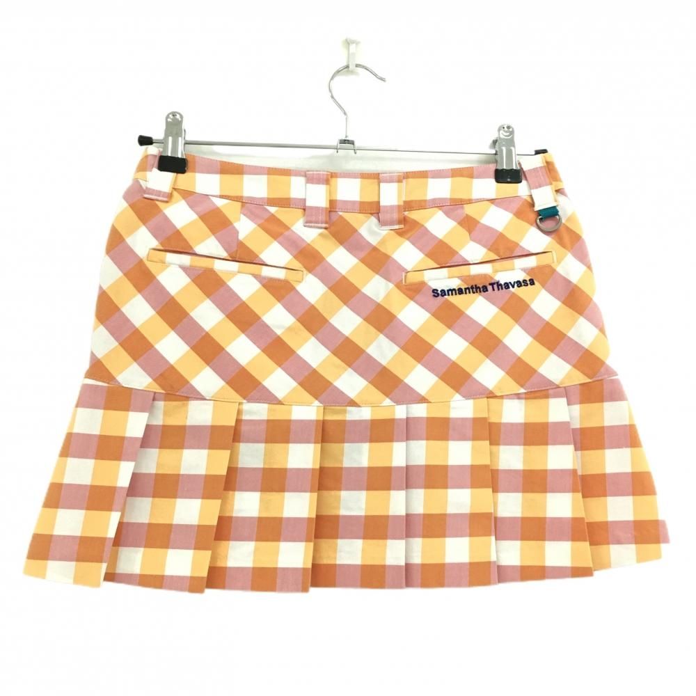 美品】サマンサタバサUNDER25 プリーツスカート オレンジ×レッド×白