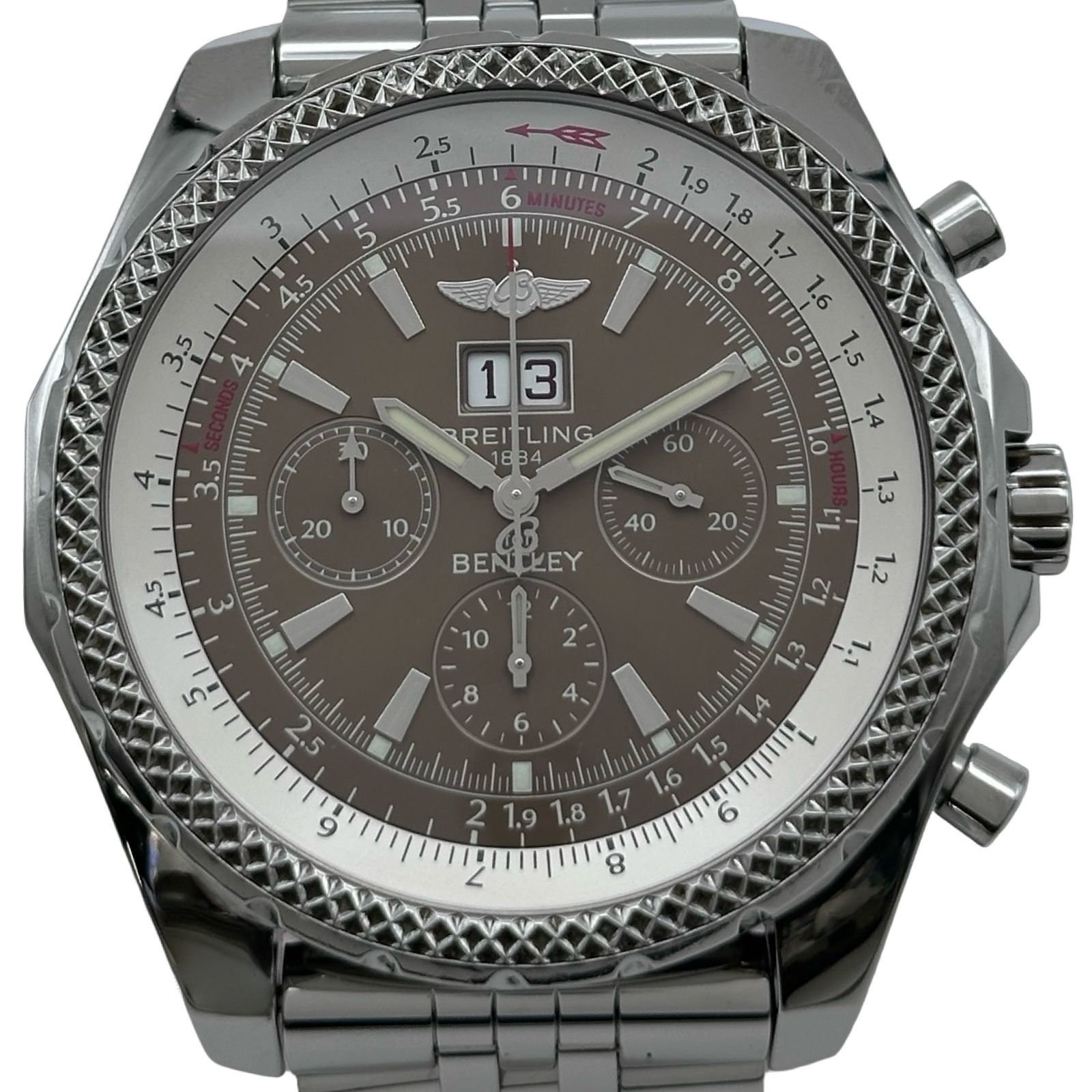 ブライトリング BREITLING ベントレー 6.75 クロノグラフ A44362 ブラウン ステンレススチール 自動巻き メンズ 腕時計