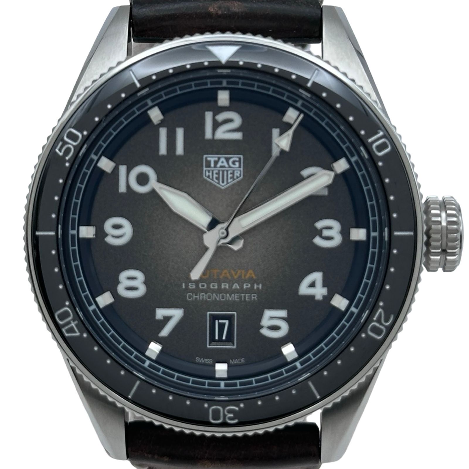 タグ・ホイヤー TAG HEUER オータヴィア アイソグラフ WBE5110.FC8266 スモーキーブラック ステンレススチール 自動巻き メンズ 腕時計