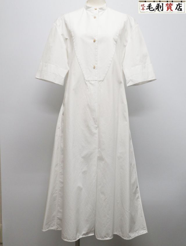 JIL SANDER ジルサンダー シャツドレス J02CT0153 J45002 レディース コットン サイズ32 半袖 ロング マキシ スタンドカラー フレア 【中古】 ワンピース