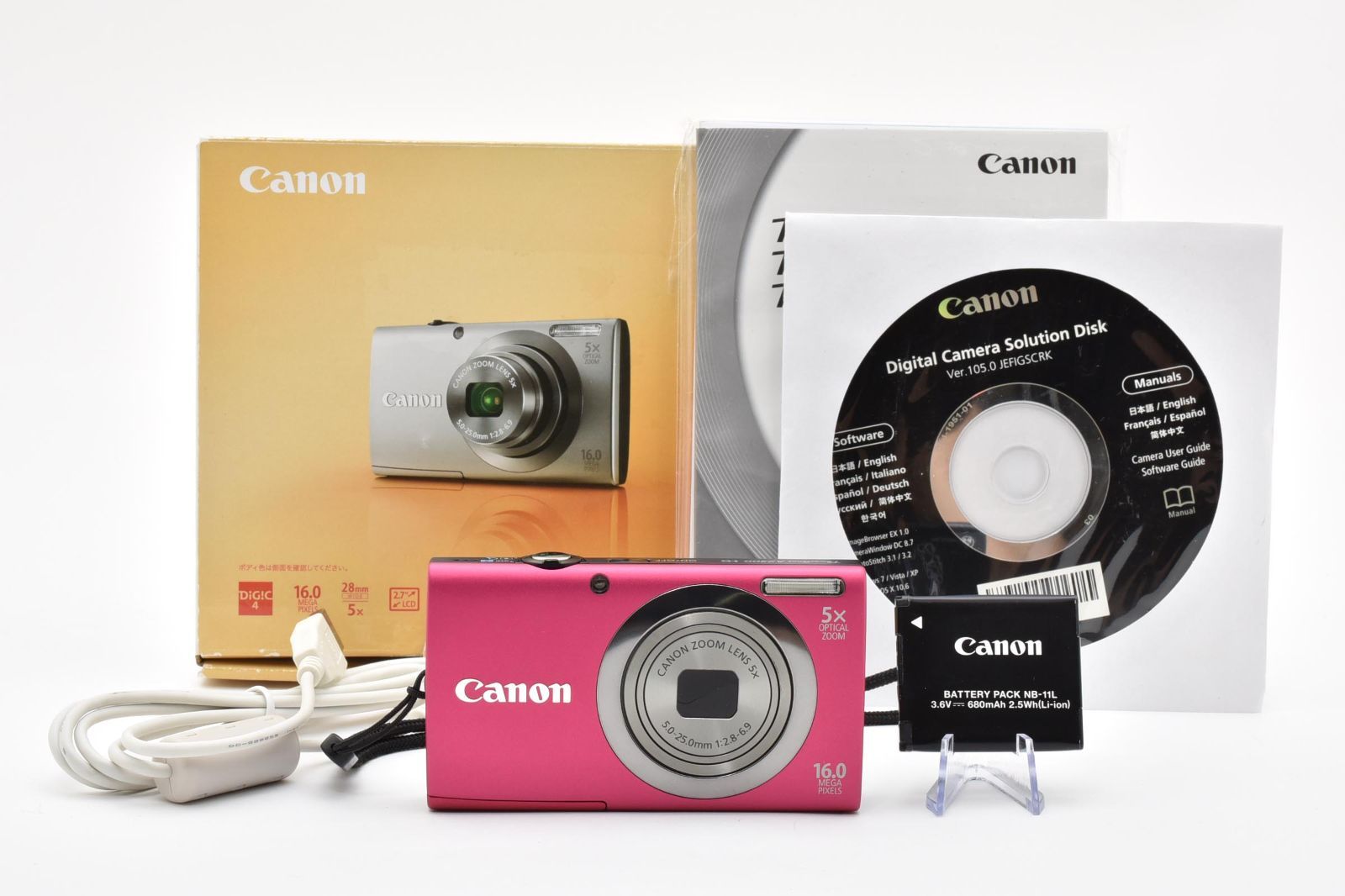 ■ 美品 ■ キヤノン Canon PowerShot A2300 ピンク 《動作確認済・付属品多数》 コンパクト デジタル カメラ A1195