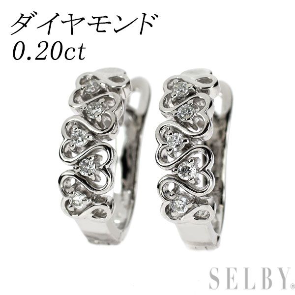 Pt900 ダイヤモンド フープ ピアス 0.20ct