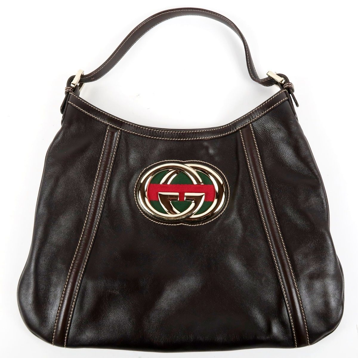 【超美品】GUCCI グッチ インターロッキング シェリー イタリア製 ワンショルダーバッグ 肩掛け レザー 162740【UN5】
