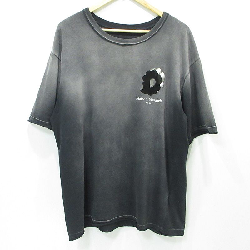 【三重本店】 中古 Maison Margiela | メゾンマルジェラ BUBBLE TEE 22SS バブルロゴUSED加工半袖Tシャツ グラデーション ダメージ加工 S50GC0670 グレー ブラック系 サイズ：XS 【108】