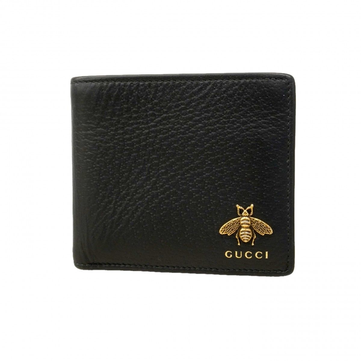 【6ed3564】グッチ 財布 ビー 522915 レザー ブラック ゴールド金具【中古】メンズ
