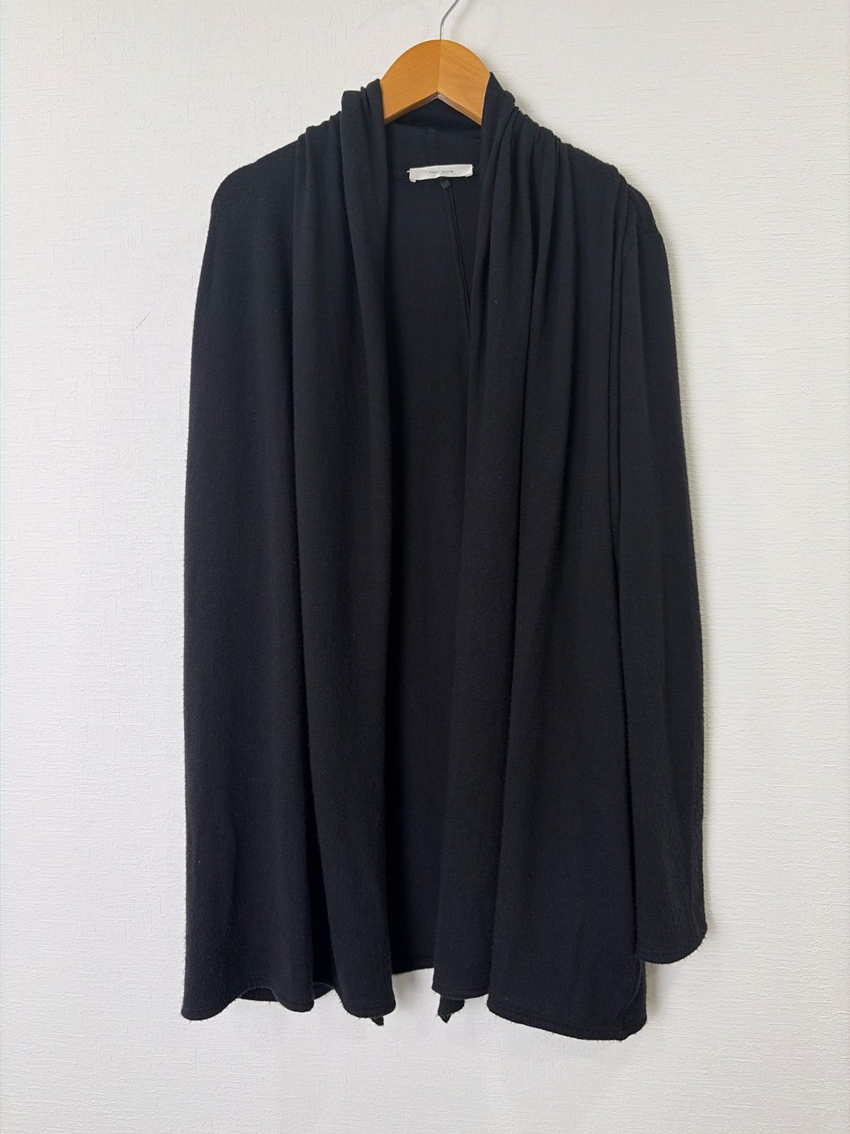 S00377｜THEROW｜ザロウ｜カーディガン｜ブラック｜無地｜ナイロン｜レーヨン｜ロング丈｜ミニマル｜モード｜ハイブランド｜Y2K｜90S｜古着｜USA古着｜ヴィンテージ｜アメカジ｜フォロー割｜今期トレンド｜レディースM｜ブランド古着｜ラグジュアリー
