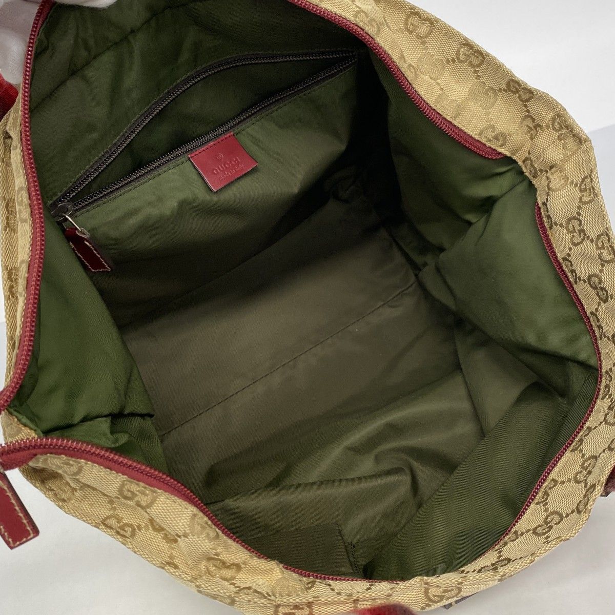 【6ed3653】グッチ ハンドバッグ GGキャンバス 131230 キャンバス ベージュ レッド シャンパンゴールド金具【中古】レディース