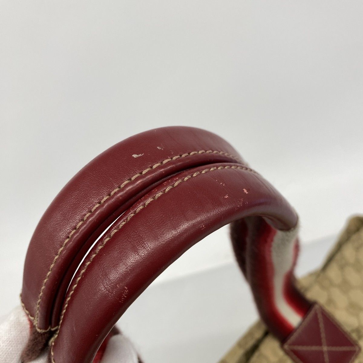 【6ed3653】グッチ ハンドバッグ GGキャンバス 131230 キャンバス ベージュ レッド シャンパンゴールド金具【中古】レディース