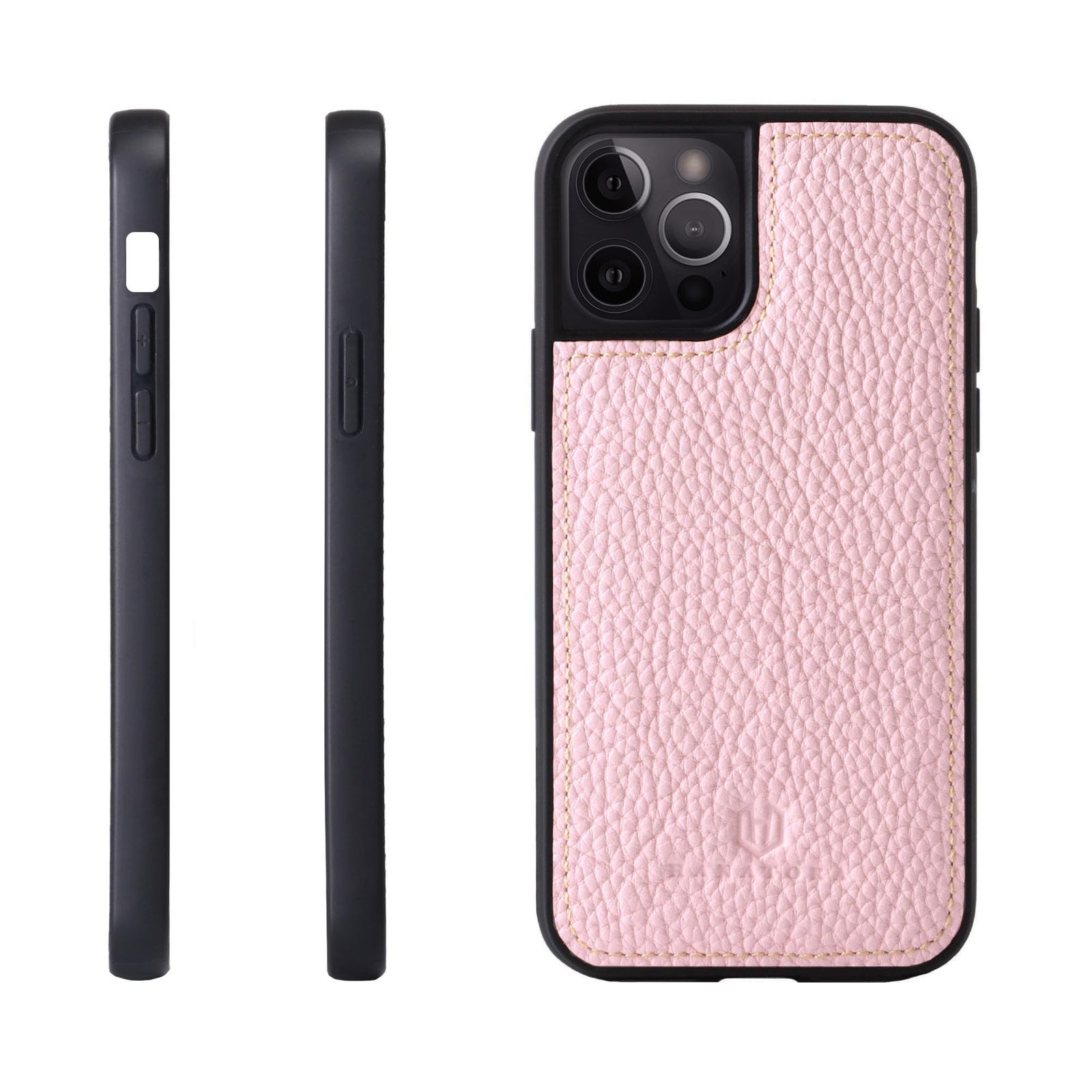 新品 HANATORA for iPhone 15Pro ケース 本革 耐衝撃 スマホケース スマホ コードホルダー 付き シュリンクカーフレザー ギフト バンパー型 マグネットなし ピンク SPG-15Pro-Pink