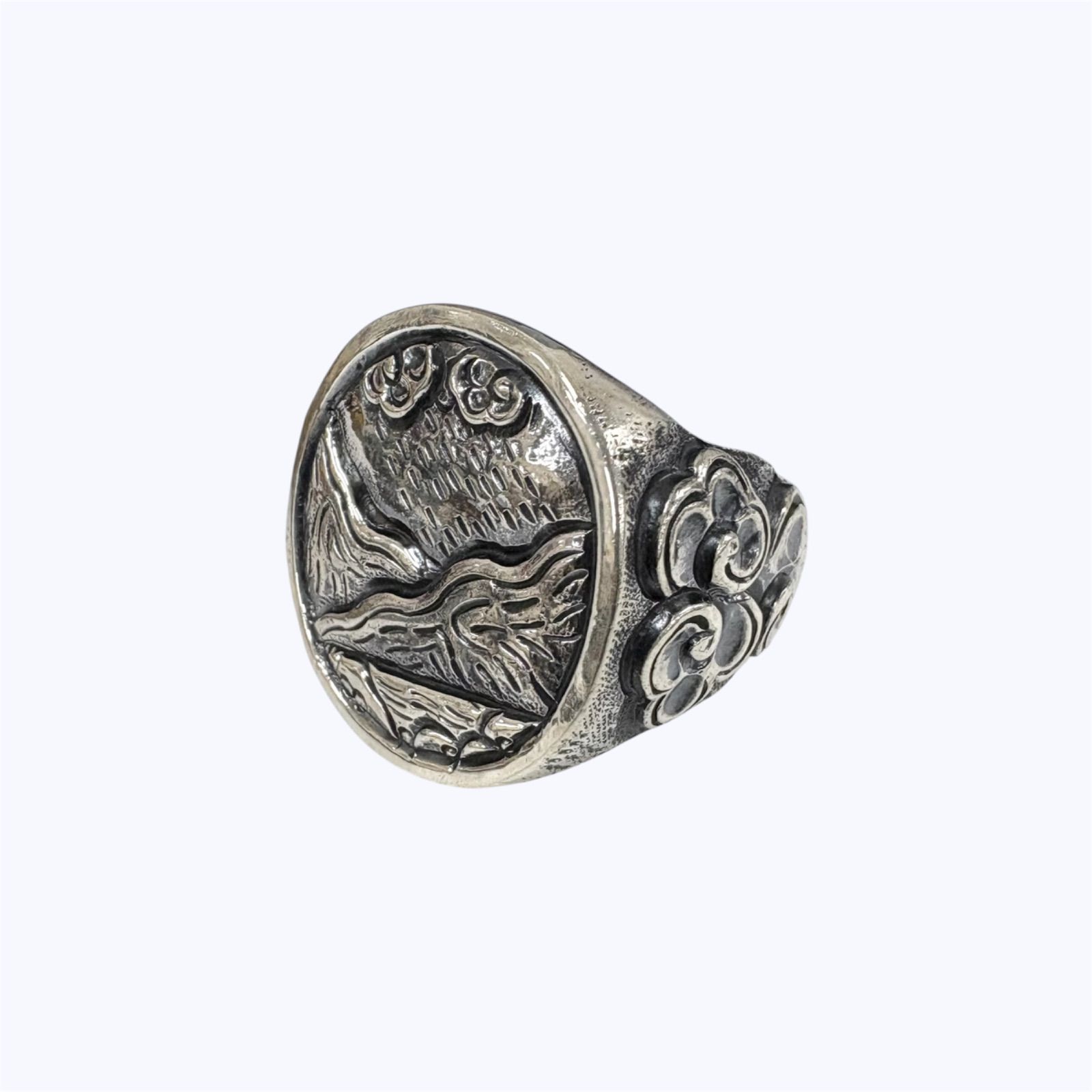 【展示品】シルバー925リング ハンドメイド デザインリング19.5号 ①