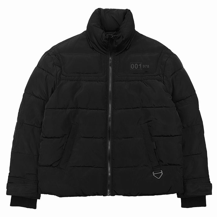 【SALE】DIESEL ディーゼル ダウンジャケット サイズ L メンズ スタンドカラー リブ袖 ボリュームジャケット アウター ブラック 黒 ネオングリーン 13,552円